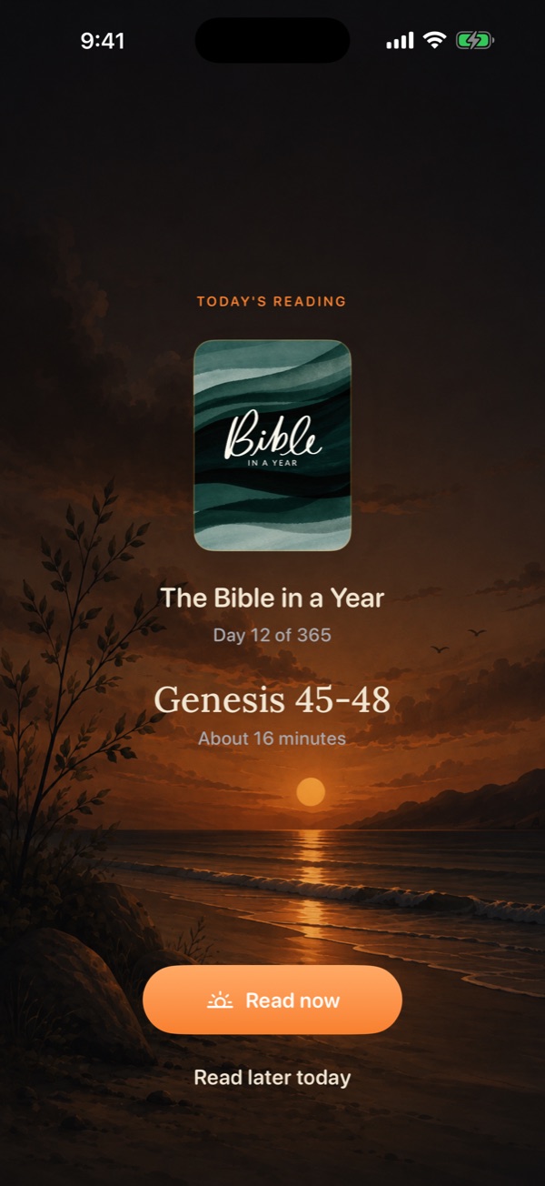 Today's reading: The Bible in a Year, Day 12 of 365, Genesis 45–48, about 16 minutes.